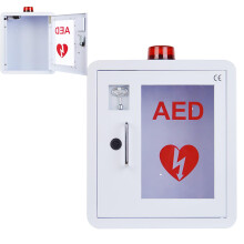 AED Defibrillator Storage Cabinet With Alarm, Rounded Design, Clear Window, Fits Most AED Models, For Home Office