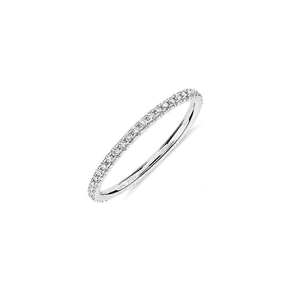 Kikidex (As Show, One Size) 14K Gold Plated Solid 925 Sterling Silver Cz Simulated Diamond Stackable Ring Eternity Bands For Women Silver,Gold