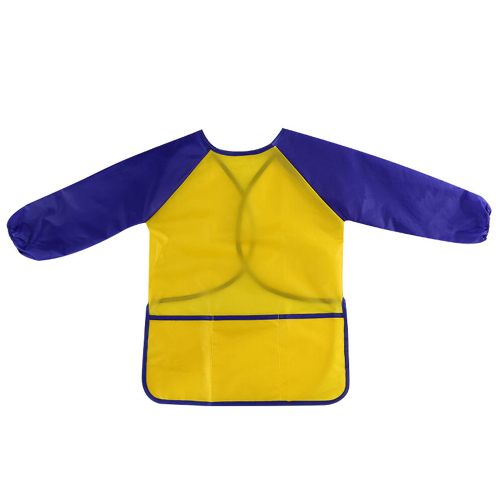 (Yellow Blue, M) Resistant To Dirt Cover Up For Childrens Painting Long Sleeves Solid-image-OPC-PMQ8252-NEW