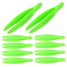 Tweezers 10-Piece Plastic Green Mini Serving Tongs For Outdoor Use