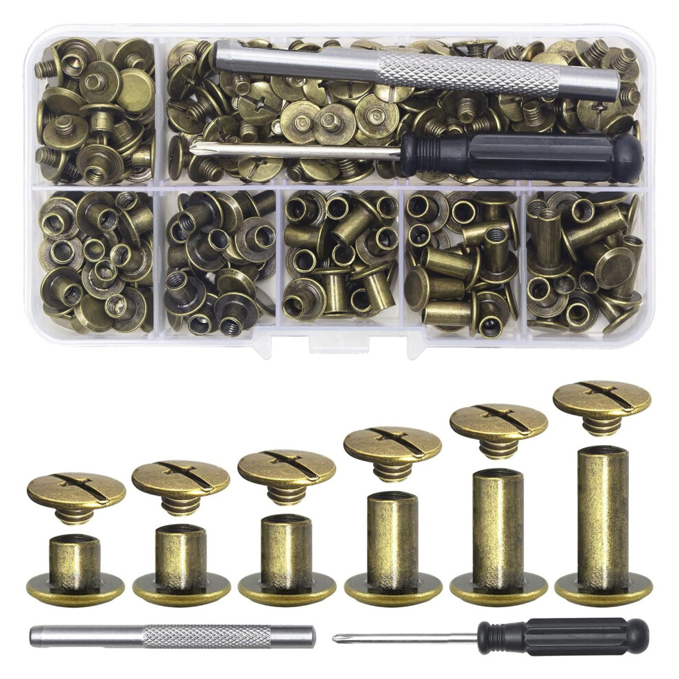 110Pcs Binding Screws Book Binding Rivets Crossed Head- Bronze 7627000325075