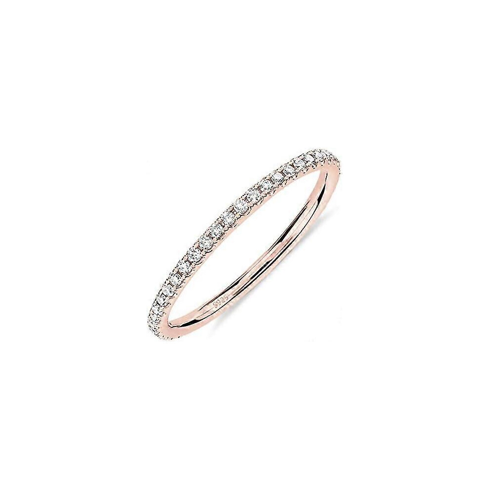 Kikidex (As Show, One Size) 14K Gold Plated Solid 925 Sterling Silver Cz Simulated Diamond Stackable Ring Eternity Bands For Women Silver,Gold