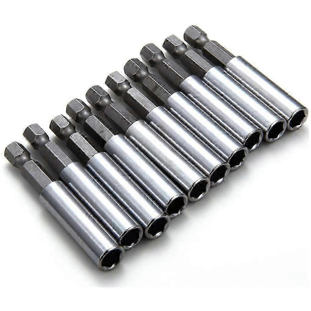 Kikidex (As Show, One Size) 10 Pack Magnetic Impact Driver Bit Holder 60Mm Hex 6.35Mm For Electric Drill, Electric Screwdriver, Electric Screwdriver