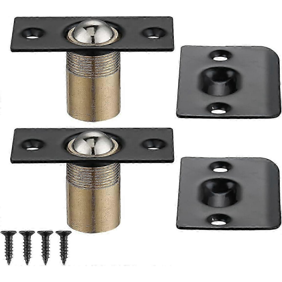 Kikidex (As Show, One Size) Closet Door Ball Catch Hardware, Stainless Steel Catch Adjustable With Strike Plate, Finish 2 Pack, Hbc100-Bk-P2 Black