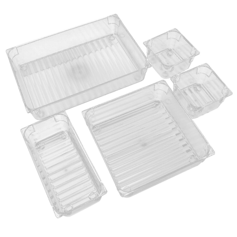Kikidex (As Show, One Size) 14 Desk Drawer Organiser Trays, Clear Vanity Drawer Dividers Makeup Cosmetic Organizers For Bedroom