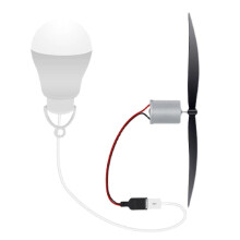 (As show, One size) Micro Wind Generator Turbines Power With Bulb Teaching Model Kit Diy New