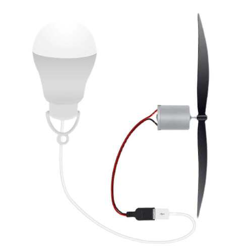 (As show, One size) Micro Wind Generator Turbines Power With Bulb Teaching Model Kit Diy New