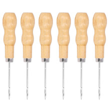 Durable 10Pcs 125mm Leather Awl Set with Ergonomic Wooden Handle
