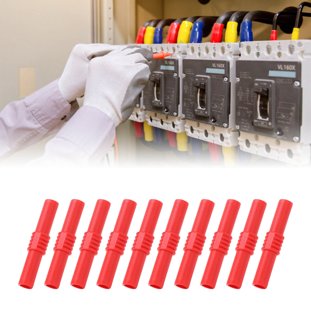10Pcs 4Mm Insulated Banana Coupler Female To Female Connector, Red 3081357746282