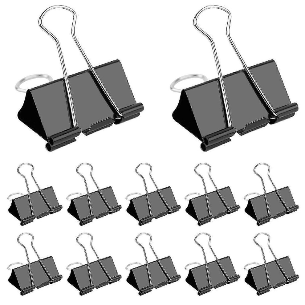 Kikidex (32Mm, ) 12 Pcs Binder Clips Foldback Clips 25Mm/32Mm/41Mm/51Mm Foldback Clamps Money Paper Clamps Writing Paper Clips For School Colorful Black