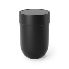 Umbra Touch Prullenbak, Kleine Prullenbak met Deksel, Swing Lid Mand, Afval voor Badkamer, Zwart