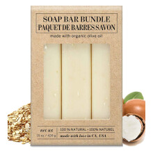 Olivia Care Exfoliating Bar Soap Pack fra - 100 % naturlig og organisk - Infunderet med sheasm?r og havre - Deep Clean, forfriskende fugtgivende