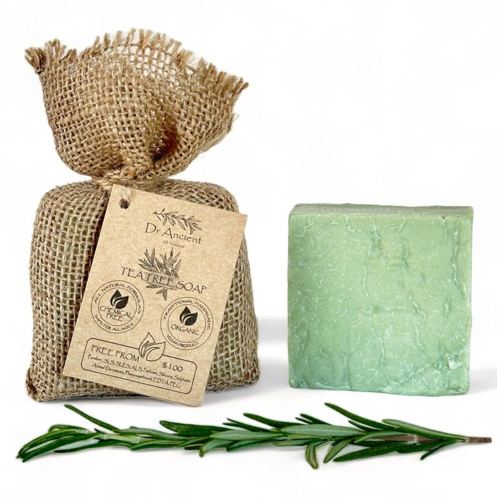 Dr.ancient Tea Tree Soap Bar Organic Natural Vegan Traditional Handmade Antique - Antibacterial Effective For Acne - Absolutely No Chemicals! Pure N
