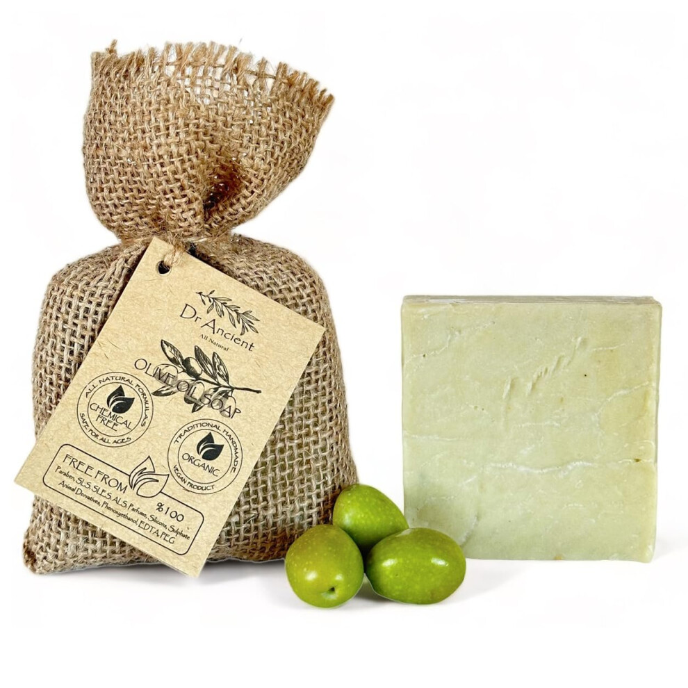 Dr.ancient Olive Oil Soap Bar Organic Natural Vegan Traditional Handmade Antique - Antibacterial Effective For Acne - Absolutely No Chemicals! Pure N