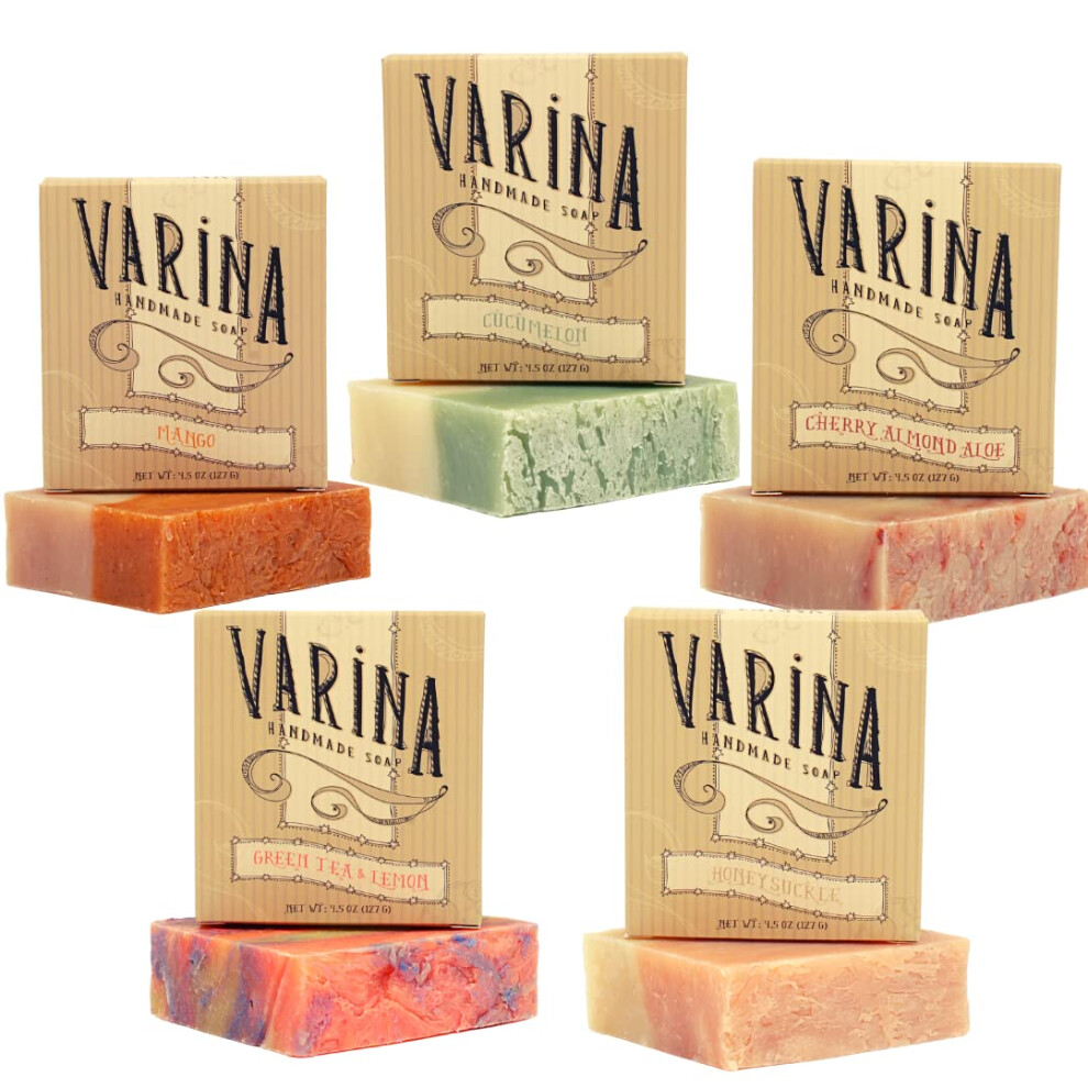 Varina Natural Aloe 1 Variety Bar Soap - Gentle Cleansing For Sensitive Skin Fruity - 5 Pack - Experience Healthy And Glowing Skin