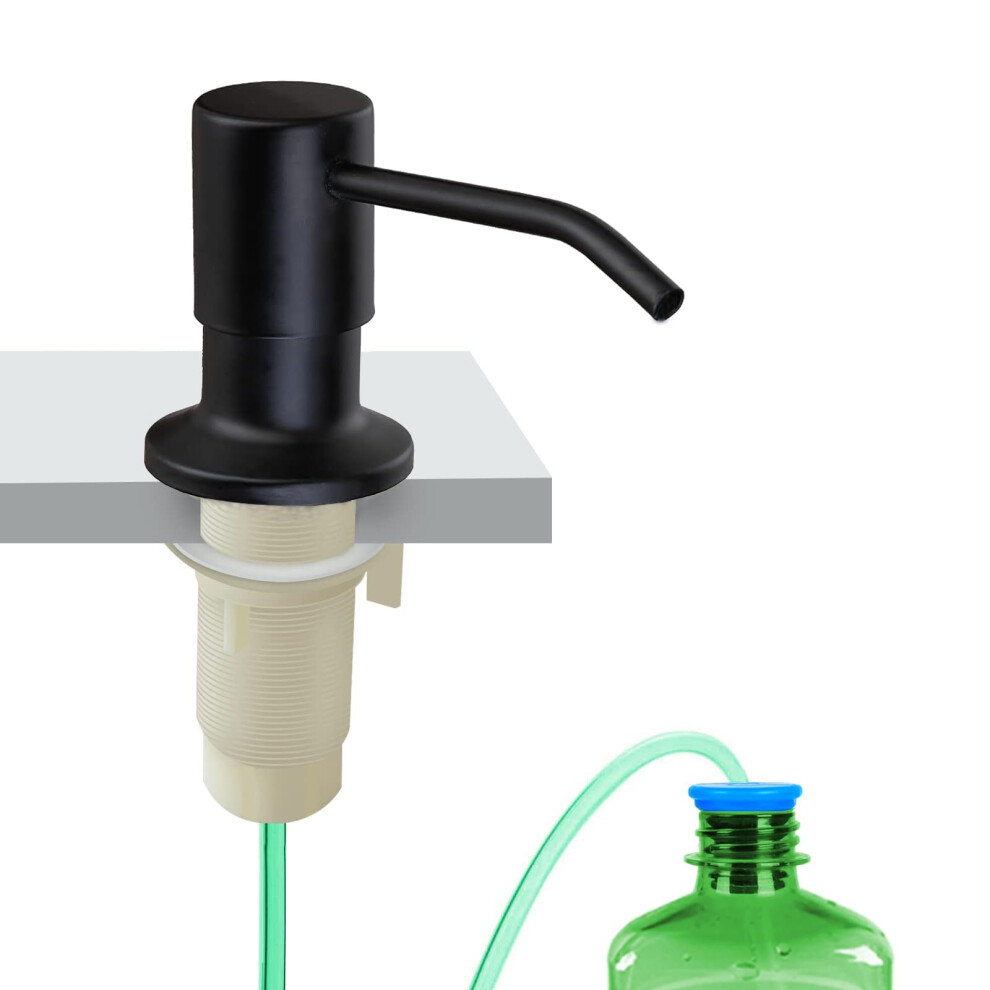 Dish Soap Dispenser for Kitchen Sink Built in Sink Soap Dispenser Matte Black Countertop Soap Dispenser Stainless Steel Pump with 47"""" Extension Tu-image-OPC-PMQ8JFX-NEW