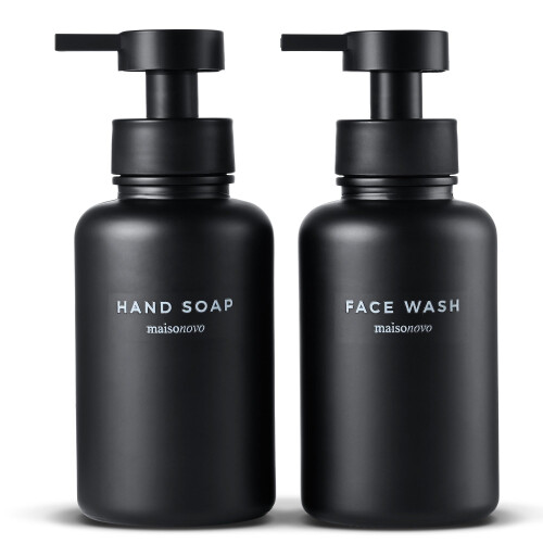 MaisoNovo glasskummende s?bedispenser 14 Oz | Sort glas Sort pumps x 2