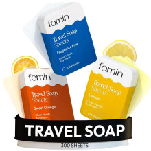 FOMIN - Antibakterielle papirs?beark d?se til rejser - (300 ark) Variety Pack (uparfumeret appelsincitron) B?rbare rejseh?nds?beark Opl?selig min