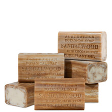 Australische botanische zeep sandelhout met cacaoboter 6,6 oz Luxe zeeprepen verrijkt met sheaboter Geschikt voor mannen, vrouwen en alle huidtypes,