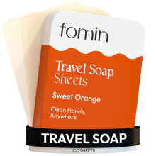 FOMIN - Antibakterielle papirs?beark d?se til rejser - (100 ark) Orange b?rbare rejseh?nds?beark Opl?selige mini campingh?nds?be til h?ndvask