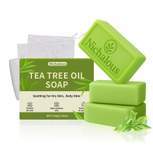 Tea Tree-s?be 3 STK Tea Tree Oil Relief-s?bestang - med Tea Tree Oil & Kokosolie & Witch Hazel Dybporerensning Naturlig h?ndlavet fod- og kropss?