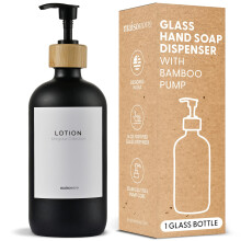 Dvkovac mlka MasoNovo Glass Lotion | Dvkovac mdla z cernho skla s bambusovou pumpickou o objemu 16,9 fl