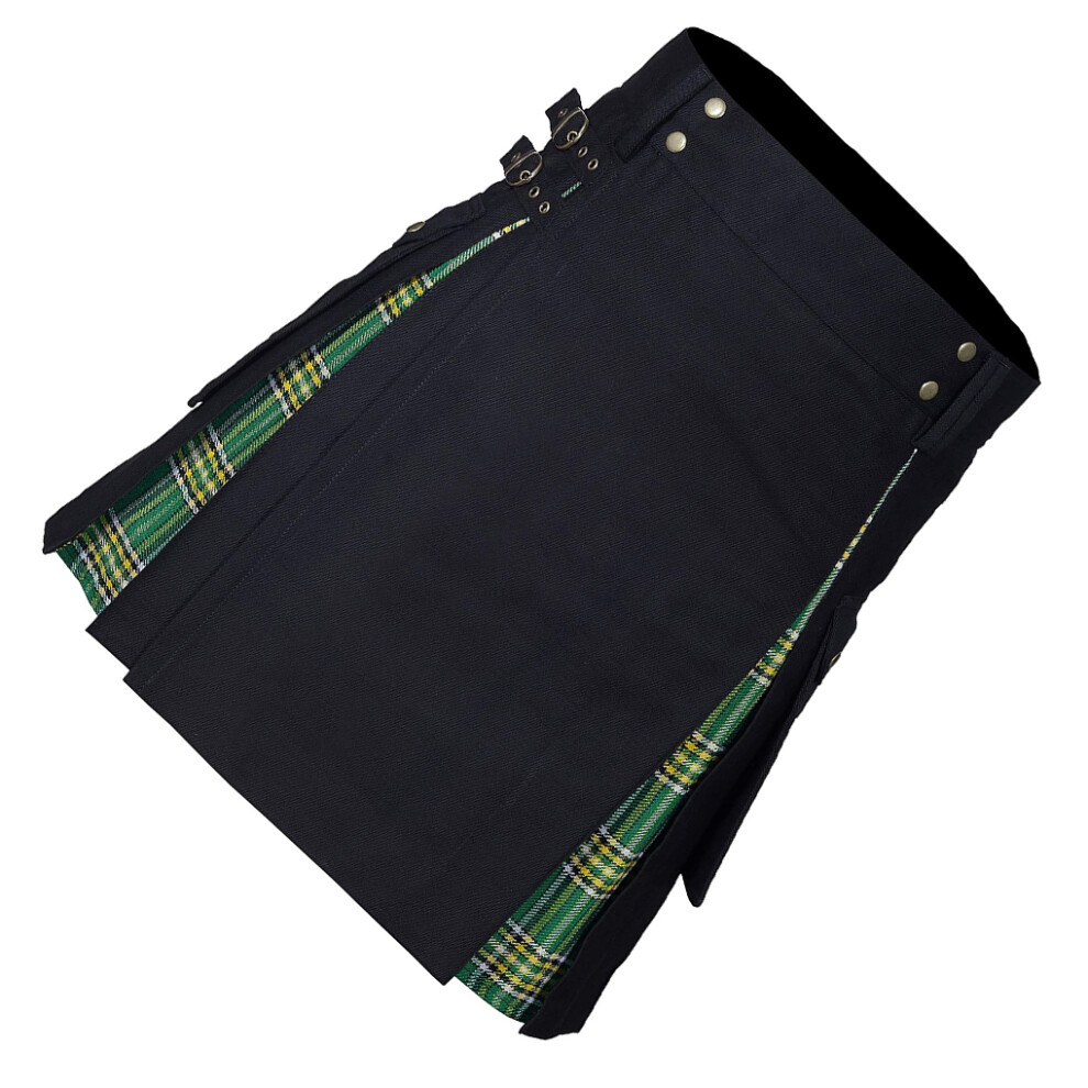 (Green plus black, XL) Elegant Pleated Scottish Mens Skirt - For St Patricks Day Highland-image-OPC-PMQ8N8M-NEW