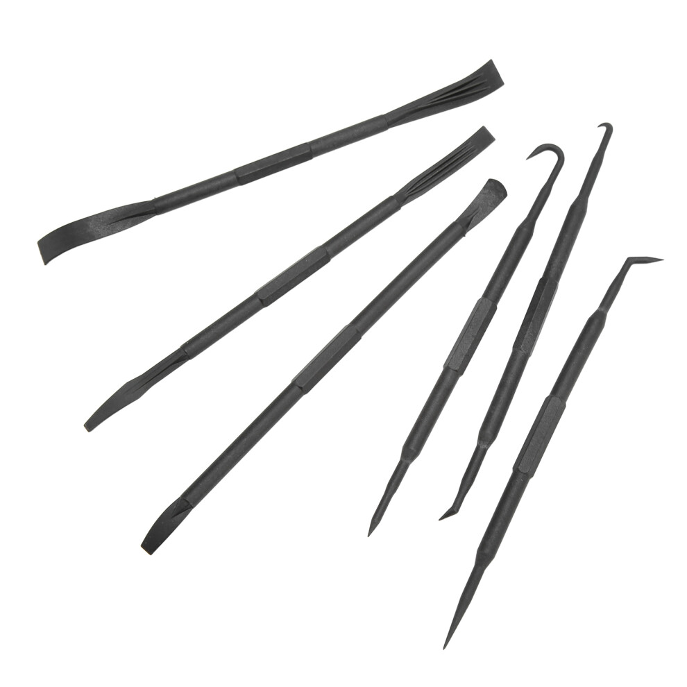 7.25In Double Ended Abs Prying Bar Hooks 6Pcs For O Ring Removal Black 4981357748035