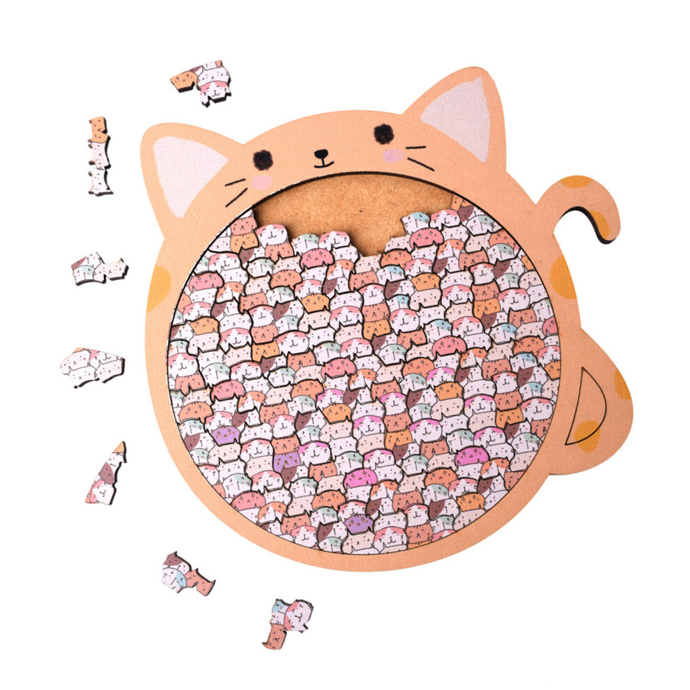 Cat-Shaped Wooden Puzzle, Cat Design, Jigsaw, Materials, DIY,