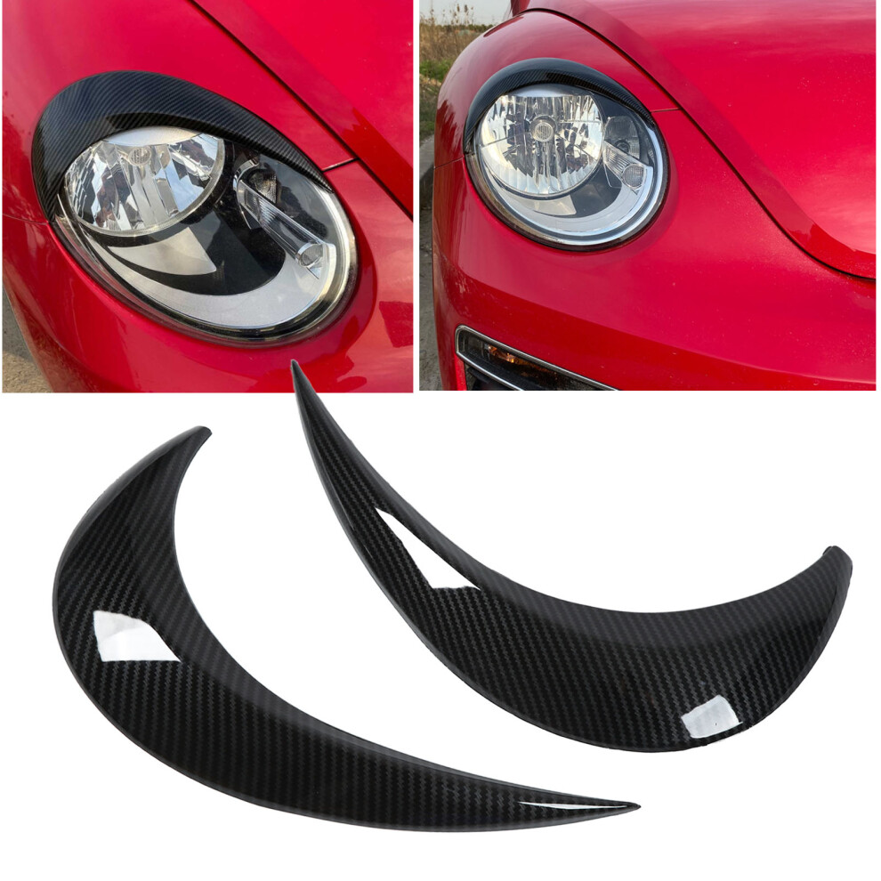 Stylish Carbon Fiber Look Headlight Eyebrow Pair For Cars - 2Pcs 4901357748415