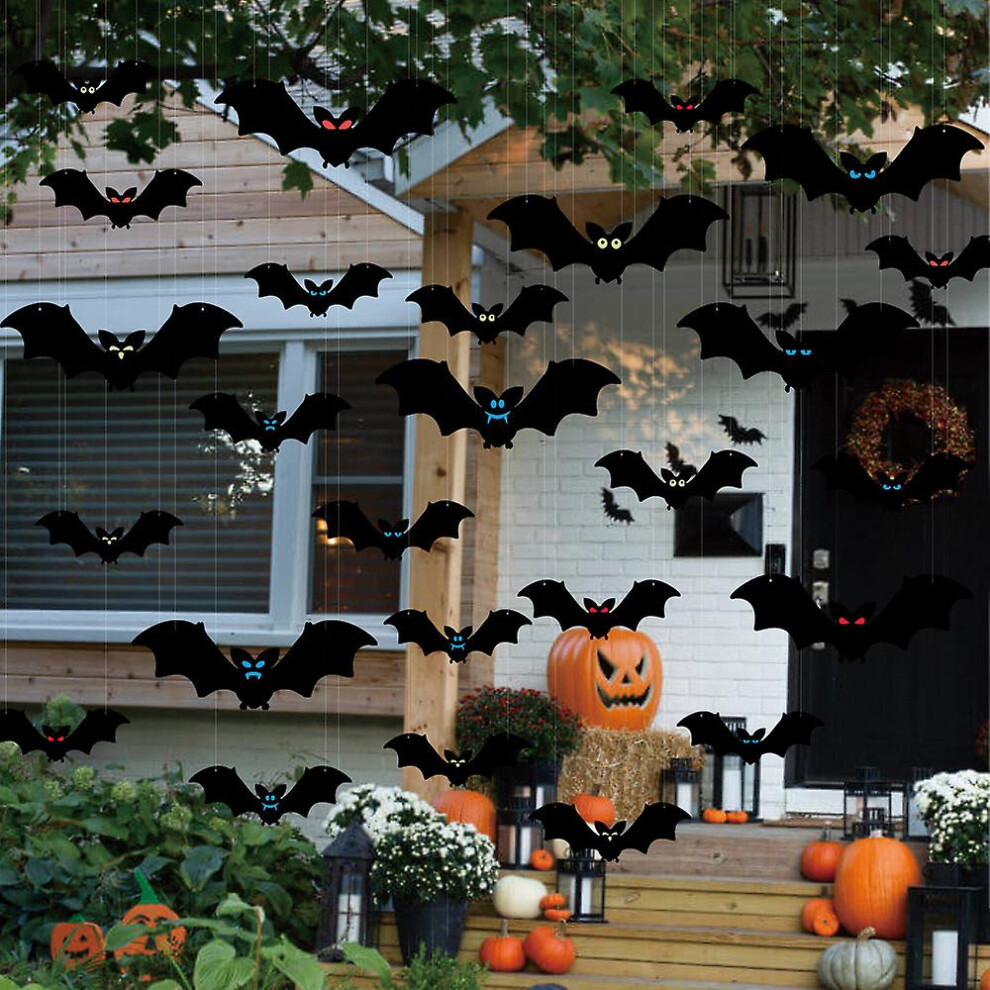 Kikidex (As Show, One Size) 12Pcs Halloween Bat Stickers Glow In The Removable Wall Decor For Halloween Horror Themed Party Decoration Dark