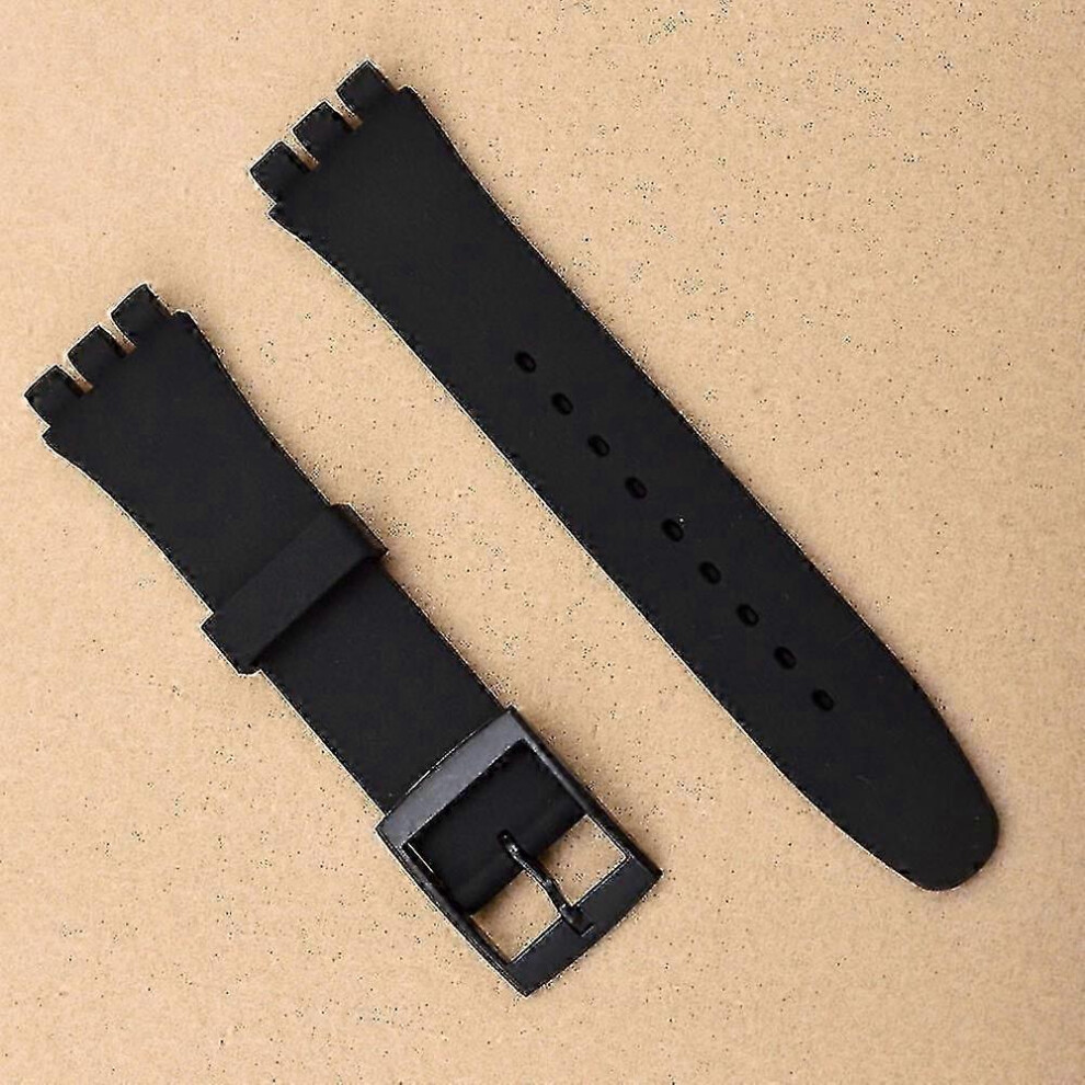 Kikidex (16Mm, ) Watch Accessories For Swatch Silicone Strap Buckle 17Mm19mm Rubber Strap Men's And Women's Sports Strap 20Mm Watch Band-Blue Grey