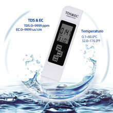 Probador de agua blanco 3 en 1 TDS/EC/Temp 240mAh 160x30x30mm