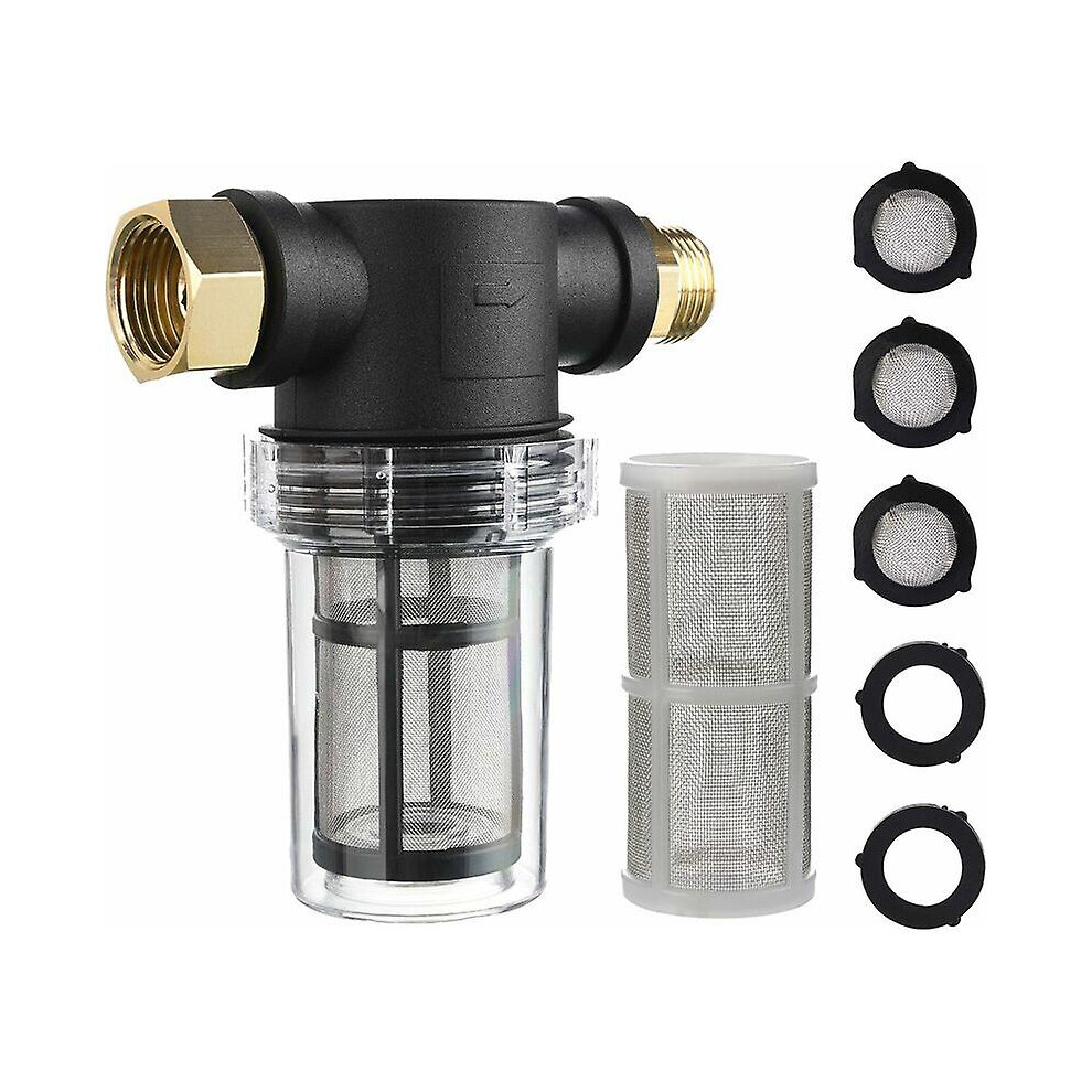 Kikidex (As Show, One Size) High-Pressure Washer Inlet Water Hose Filter, Sediment Inline Filter, 40-Mesh Screen, Additional 100 Mesh