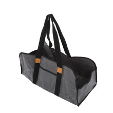 Große Wachstuch-Feuermaterial-Transporttasche mit Griff, 85L, rustikales Braun