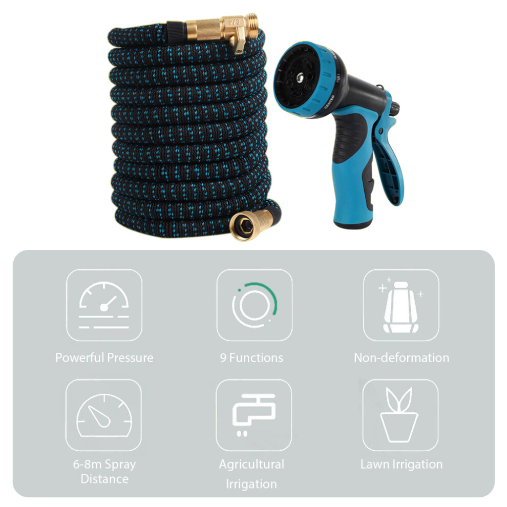 Expandable Garden Water Hose 100Ft, 9-Pattern Nozzle, Latex & Polyester 6941357752416