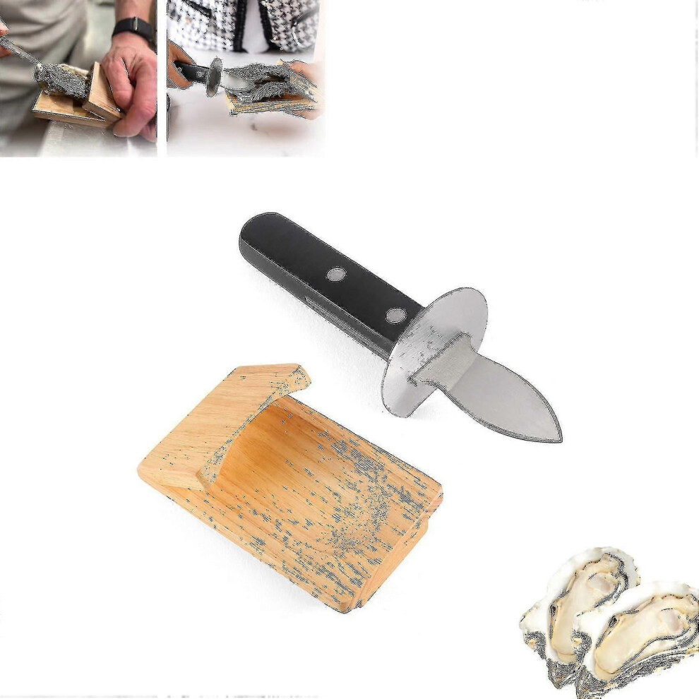 Kikidex (As Show, A) Oyster Shucking Clamp, Oyster Knife Shucker Set, Oyster Shucking Clamp Seafood Tools, Quick And Safty Brand New