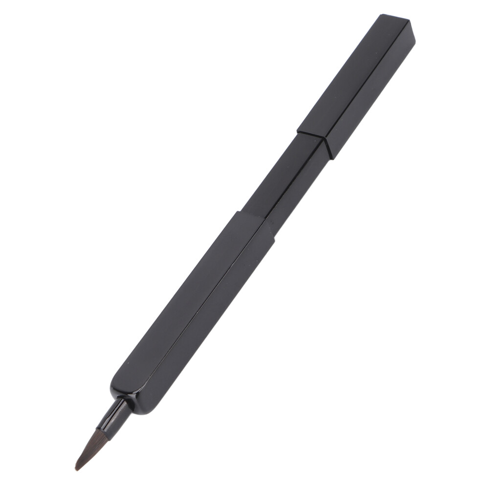 Black Portable Retractable Lip Makeup Brush Aluminum Tube Fine Hair