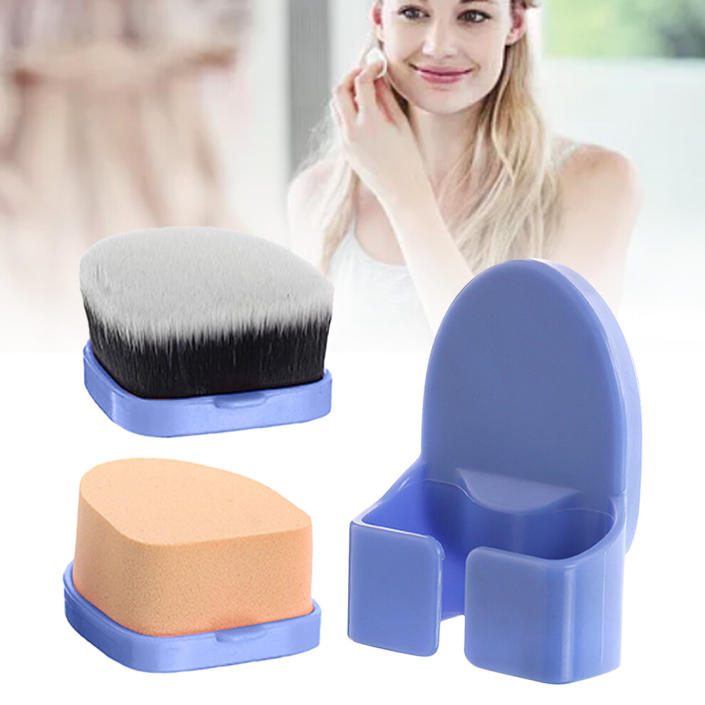Multifunctional Blue Foundation Makeup Brush with Elastic Powder Sponge-image-OPC-PMQ9D6V-NEW