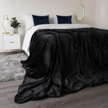 (Black, 200 x 240cm) OHS Luxury Faux Fur Large Silver Mink Fleece Throw Over Sofa Bed Soft Warm Blanket
