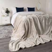 (Mink Natural, 125 x 150cm) OHS Luxury Faux Fur Large Silver Mink Fleece Throw Over Sofa Bed Soft Warm Blanket