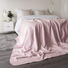 (Heather Blush Pink, 125 x 150cm) OHS Luxury Faux Fur Large Silver Mink Fleece Throw Over Sofa Bed Soft Warm Blanket