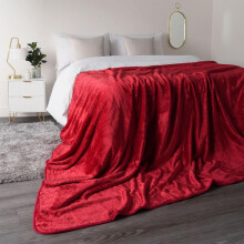 (Red, 200 x 240cm) OHS Luxury Faux Fur Large Silver Mink Fleece Throw Over Sofa Bed Soft Warm Blanket