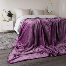 (Purple Plum, 125 x 150cm) OHS Luxury Faux Fur Large Silver Mink Fleece Throw Over Sofa Bed Soft Warm Blanket