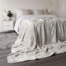 (Silver, 200 x 240cm) OHS Luxury Faux Fur Large Silver Mink Fleece Throw Over Sofa Bed Soft Warm Blanket