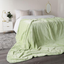 (Sage Green, 150 x 200cm) OHS Luxury Faux Fur Large Silver Mink Fleece Throw Over Sofa Bed Soft Warm Blanket