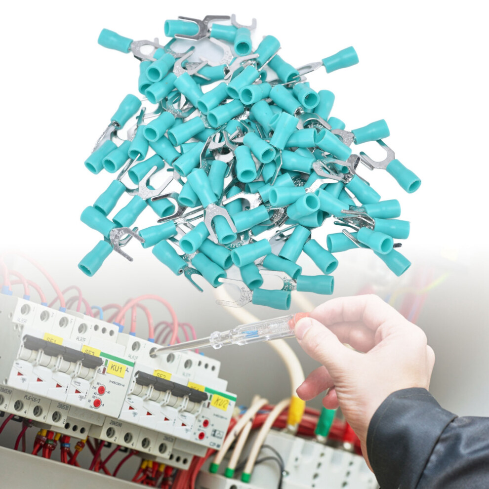 Copper Pvc Insulated Fork Spade Wire Connectors 100Pcs Awg 22Â16 4201357755964