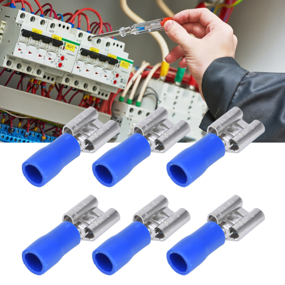 100Pcs Blue Fdd2250 Female Spade Connectors For 1.5-2.5Mmâ² Cables 4061357755872