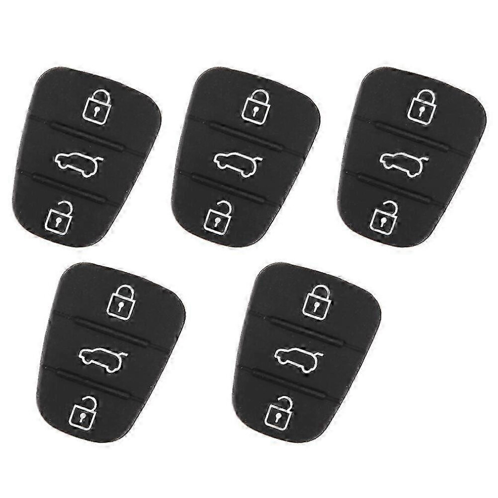 Kikidex (As Show, One Size) 5Pcs Replacement Key Shell Rubber 3-Button Pad Fit For Hyundai Fit For Kia(Without Letter)