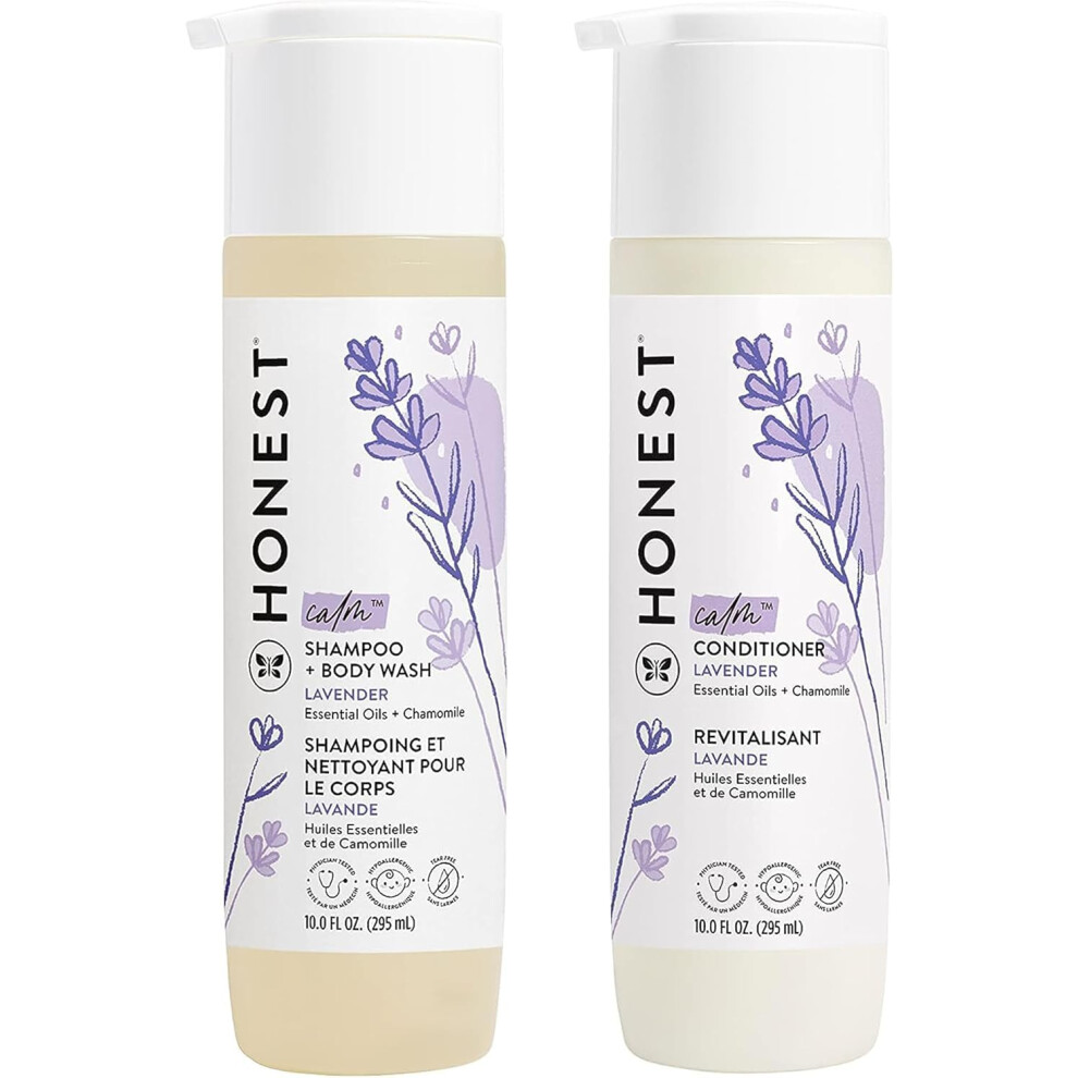 Silicone-Free Conditioner & 2-In-1 Cleansing Shampoo + Body Wash Duo | Gentle For Baby | Naturally Derived | Calm 20 Fl O Lavender The Honest Company